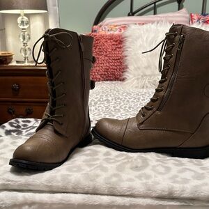 Journee Collection Taupe Combat Boots-New in Box